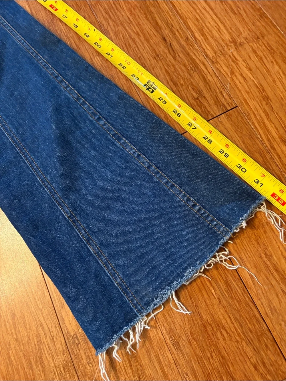 Derek Lam 10 Crosby Blue Denim Jeans - size 27 - flare cargo - raw hem